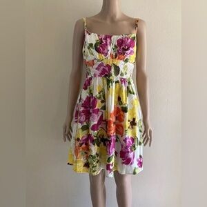 B Smart Knee Length, Adjustable Straps, built In Bra Floral Sundress, Size 6